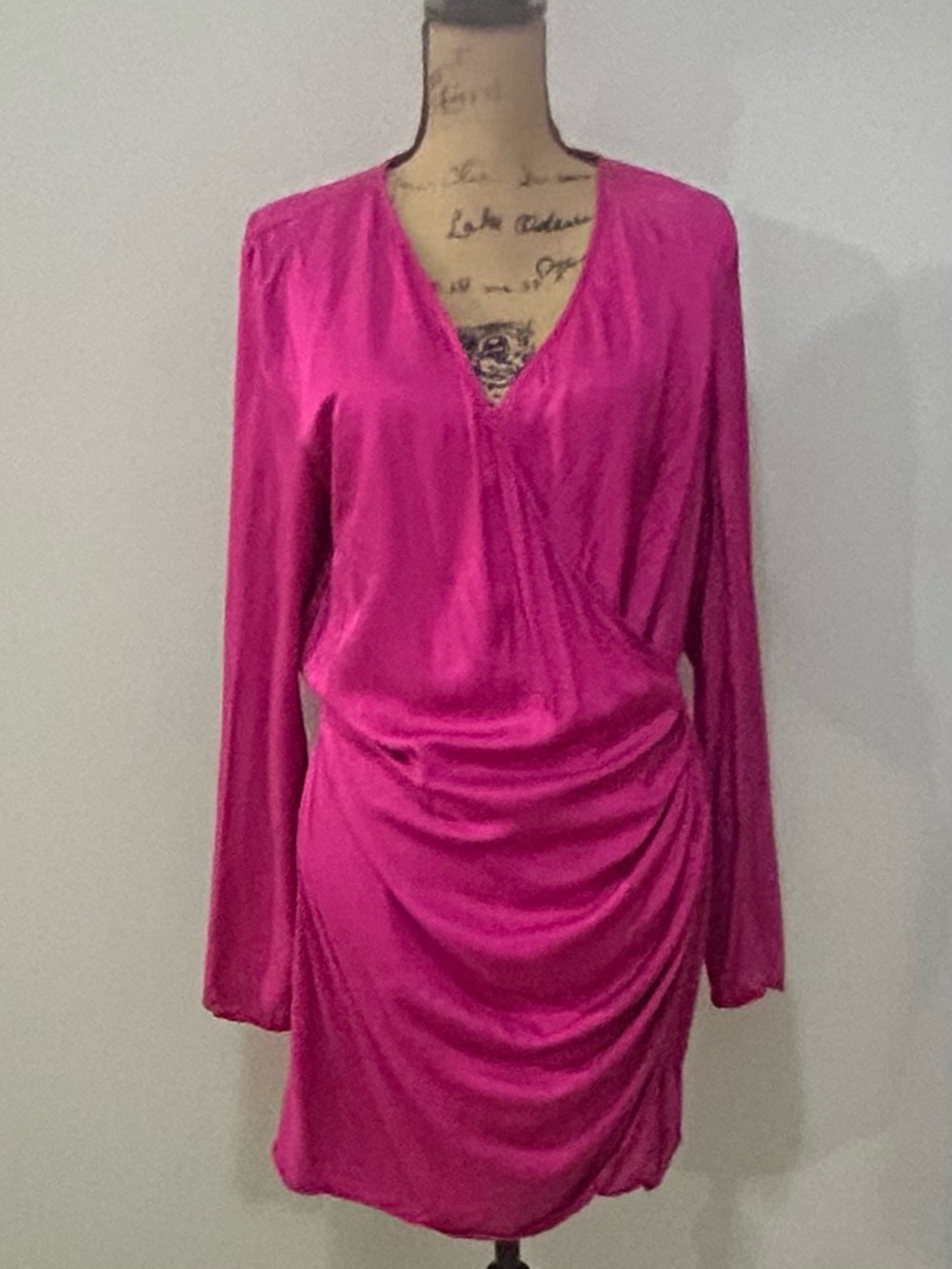 H&M Fuchsia Wrap-Style Long Sleeve Mini Dress